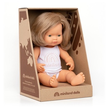 Lalka dziewczynka Europejka Miniland Ciemny Blond