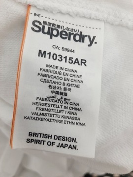 T SHIRT 3D SUPERDRY L ŚNIEZNA BIEL KOSZULKA BLUZKA TŁOCZONA