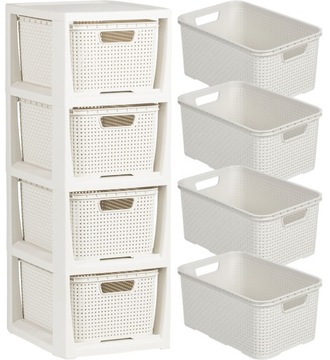 КНИЖНЫЙ ШКАФ, ШКАФ, СУНДУК, ПОЛКА С 4 КОРЗИНАМИ, РОТАН БРАНК