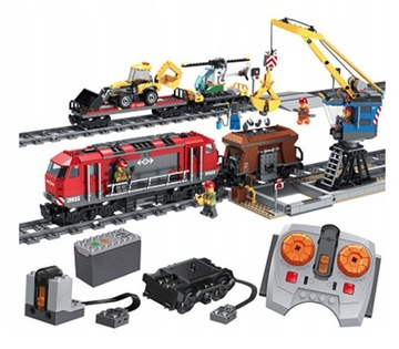 KLOCKI CITY POCIĄG TOWAROWY RC DŹWIG POJAZDY TORY