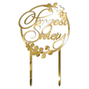 TOPPER dekoracja TORT złote lustro CHRZEST ŚWIĘTY