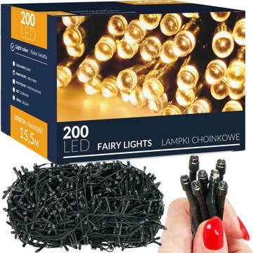 РОЖДЕСТВЕНСКИЕ ЕЛОЧНЫЕ СВЕТИЛЬНИКИ 200 LED 16м OUT/OUT для елки ТЕПЛЫЙ БЕЛЫЙ РОЖДЕСТВО