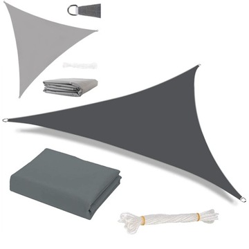 Зонт от солнца с парусом, серый треугольный навес 4х4х4м