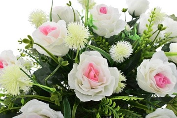 ИСКУССТВЕННЫЕ ЦВЕТЫ БУКЕТ РОЗ КОМПОЗИЦИЯ ЦЕНТР ДЛЯ КЛАДБИЛЯ ВСТАВКА ВАЗЫ