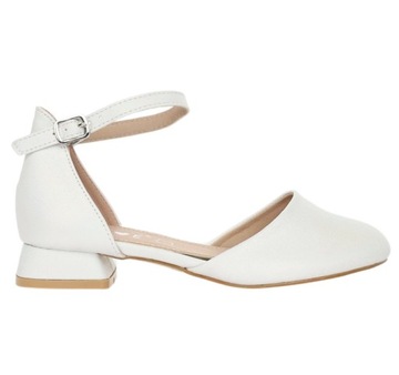 Białe eleganckie sandały dziecięce zabudowane buty komunijne ROZ. 31