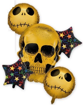 ZESTAW BALONÓW HALLOWEEN CZASZKA MUMIA BALONY 5szt
