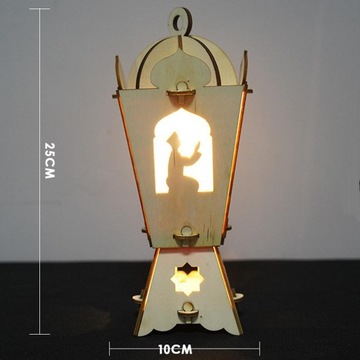 Ид Мубарак Светодиодный подвесной фонарь Лампа Деревянный фонарь Украшение, Рамадан