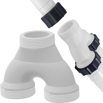 ZŁĄCZKA WĘŻA RURY BASENOWEJ ROZDZIELACZ TRÓJNIK BASENU 38MM Z GWINTAMI 60MM