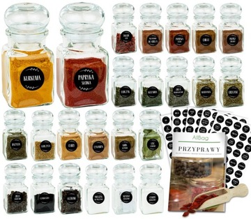 24x SŁOIK SZKLANY 150ml NA PRZYPRAWY+ 200naklejek