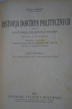 HISTORIA DOKTRYN POLITYCZNYCH HISTORIA FILOZOFII PRAWA PAUL JANET