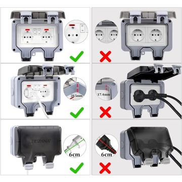 PODWÓJNE GNIAZDKO IP66 OGRODOWE ZEWNĘTRZNE WODOSZCZELNE GNIAZDO