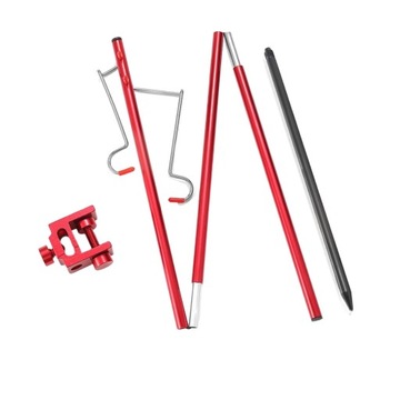 de-Portable Camping Folding Lamp Pole, Lightweight 2 Hooks Red Clamp Stake