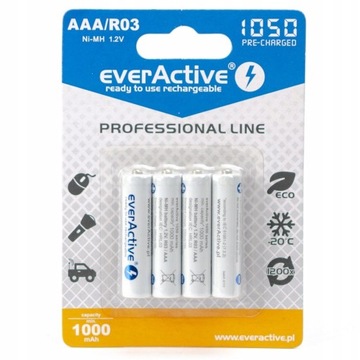 4 x R03/AAA everActive 1000 мАч НОВОГО поколения