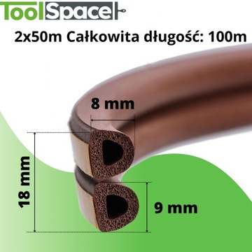 Самоклеящийся уплотнитель для окон Д 100 м КОРИЧНЕВЫЙ