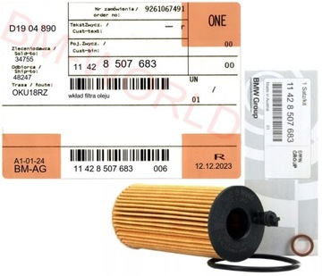 Nowy oryginalny OE BMW wkład filtr oleju BMW E90 F10 F20 F30 11428507683