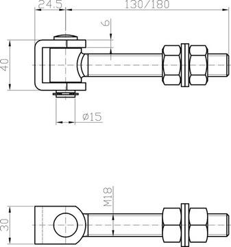 РЕГУЛИРУЕМАЯ ПЕТЛЯ ДЛЯ WICKED GATE РЕЗЬБА M18 L 130