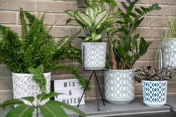 Цветочный горшок Ламела AZTEK, диаметр 19,5 см белый + серый