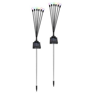 LAMPY SOLARNE ZEWNĘTRZNE OGRODOWE LAMPKI WBIJANE KULE KOLOROWE ŚWIETLIKI 2x