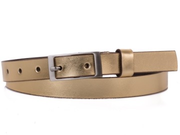 Ремень женский КОЖАНЫЙ 2см Золотой |обхват 70