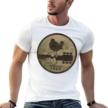 Woodstock 1969 Logo Oversize T Shirt spersonalizowane męskie ubrania bawełn
