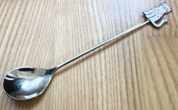 ŁYŻECZKA KOT KOTEK DO HERBATY DESERÓW Z KOTKIEM CHROM OLDMAN PREZENT 14cm