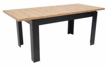 6 x czarne KUBEŁKOWE krzesło + rozkładany stół DĄB