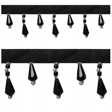 TAŚMA+KORALIKI DO FIRAN,ZASŁON 4060 B8 CZARNE