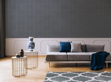 Granatowa tapeta miedziany wzór ornamenty wzory