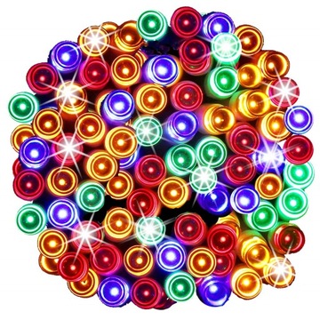 Елочные фонари MULTI+WHITE 50 светодиодов 5 м Таймер для улицы 8 функций Батарейки