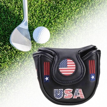 Pokrowiec na główkę miotacza golfowego Golf Protector Modna skóra PU w kolorze czarnym