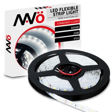 TAŚMA LED 12V STANDARD ROLKA 5M ZIMNA 24W IP54