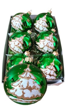 BOMBKI CHOINKOWE SZKLANE DEKOROWANE 8 cm.