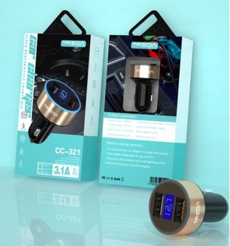 ŁADOWARKA SAMOCHODOWA 2X USB 3.1A 20W SZYBKIE