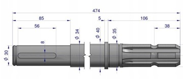 Wałek główny głowicy Kosiarka rotacyjna