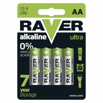 4x Bateria alkaliczna RAVER EMOS AA R6 1,5V paluch