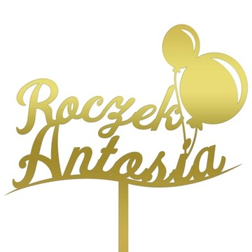 TOPPER TORT PIERWSZE URODZINY ROCZEK NAPIS ZŁOTY