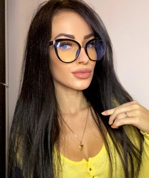 DAMSKIE OKULARY ZERÓWKI ANTYREFLEKSYJNE KOCIE DO KOMPUTERA Z ETUI