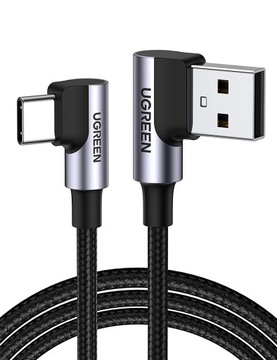 Кабель USB-C — USB-A 2.0 угловой UGREEN US176 3A 3м