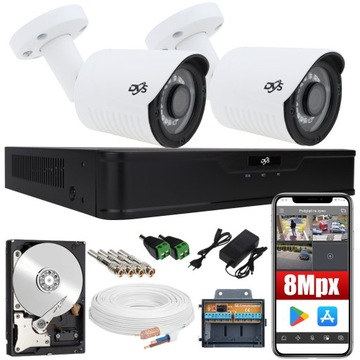 MONITORING ZEWNĘTRZNY 2 KAMERY 8MPX 4K UHD DYSK