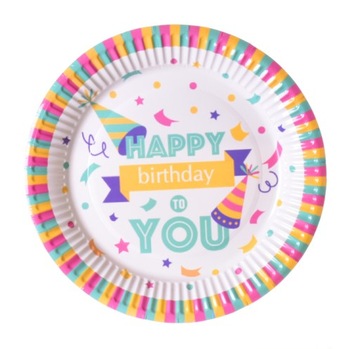 Talerzyki Papierowe Urodzinowe HAPPY BIRTHDAY 18cm