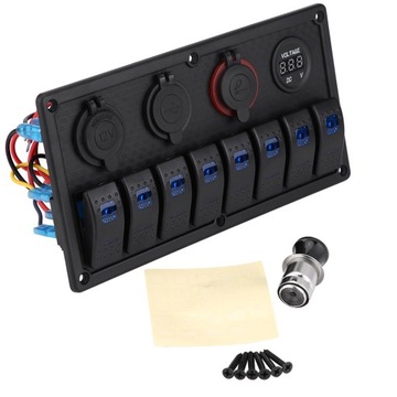 ROZDZIELNIA PANEL 12V 24V 8GANG ZAPALNICZKA WŁĄCZNIK
