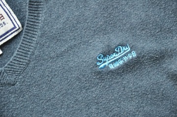 SUPERDRY Niebiesko szary sweter męski z logo L