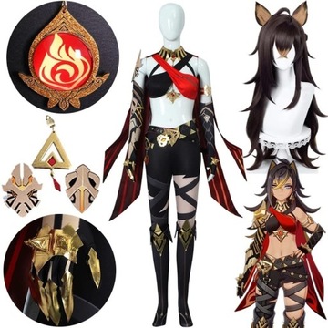 Genshin Impact Dehya Cosplay Kostium + Peruka,M