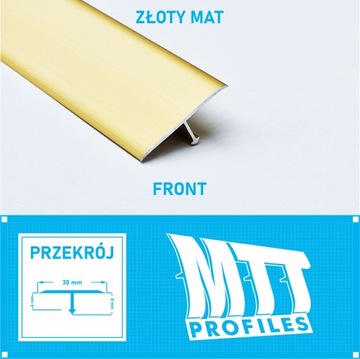 Планка соединительная для порога T-BAR 30мм MATT GOLD 1м