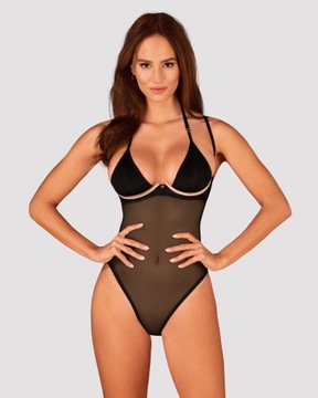 Body Selinne - Minimalistyczne Czarne Body Fiszbinami Ramiączkiem na Szyję