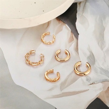 НАБОР ЗОЛОТЫХ СТАЛЬНЫХ СЕРЬГ ИЗ 5 ШТ. EH02