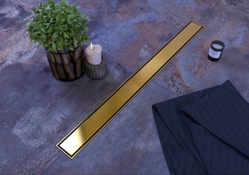 Линейный слив SANITLINE GOLD 2в1, низкий сифон, 90 см, большой отстойник, 52 мм, PL