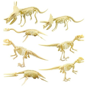 7 szkieletu dinozaura na różne figury kości dla