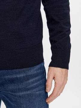 sweter meski tommy hilfiger granat okrągły dekolt małe logo bawełniany