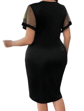 Czarna midi sukienka wizytowa plus size 48/50 / 3XL wesele mała czarna